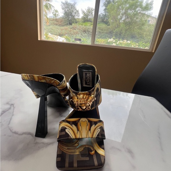 Fendi X Versace Fendace Gold Baroque Mules - Picture 3 of 6